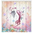 thumbnail image 3 of Mermaid Shower Curtain, Pink Sea Ocean Coral Reef Fish Seashell Theme Waterproof Fabric Bathroom Curtains, Beautiful Pink Sea Ocean Kids Girl Bathroom Shower Curtain with 12PCS Hooks, 70X75IN, 3 of 5