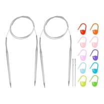 Uxcell 2pcs Knitting Needles Size US 9(5.5mm) Circular Needle 47 Inch(120cm) Round Metal Stainless Steel Needle with Needles for Handmade Projects DIY Knitting