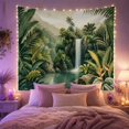 thumbnail image 2 of Tropical Waterfall in Misty Jungle, Serene Illustration for Nature Lovers, Botanical Wall Art, Housewarming Gift, Tapestry Wall Hanging for Bedroom and Living Room, 2 of 7