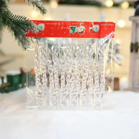 12/24pcs Crystal Clear Christmas Tree Ornaments Icicle Decorations For Holiday & Winter Party Decor Holiday Decorations