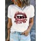 thumbnail image 1 of Camiseta Suelta para Mujer Primavera VeranoWomen's Casual Polyester T-Shirt | Diamond Lips Print | Round Neck, Short Sleeve | Stretchy & Machine Washable | All-Season Comfort Fit | Glossy Finish | T, 1 of 6