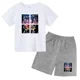 thumbnail image 3 of Conjunto de ropa para niños y adolescentes con estampado de oso de marca, camiseta de cuello redondo y traje corto de 2 piezas, informal, de verano, para niñas y bebés, 3 of 5