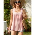 thumbnail image 3 of Attraco Womens Camosoles Tank Tops Built in Bras Summer Pleated Square Neck Tops Flowy Sleeveless Shirts, 3 of 7