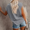 thumbnail image 5 of Jzuxvd Women's Casual Cap Sleeve V Neck T Shirts Basic Summer Tops Loose Solid Color Blouse Light Gray M, 5 of 7