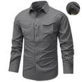 thumbnail image 5 of Ceisia Men Ripstop Long Sleeve Tactical Button Down Shirt Dual Chest Pockets Breathable UPF 50 Outdoor Hiking Work Military Top Gray XL Gift, 5 of 9