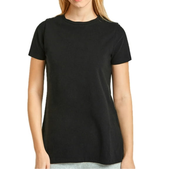 Women's Classic Fit Crew Neck T-Shirt, Black, L, 1 Piece