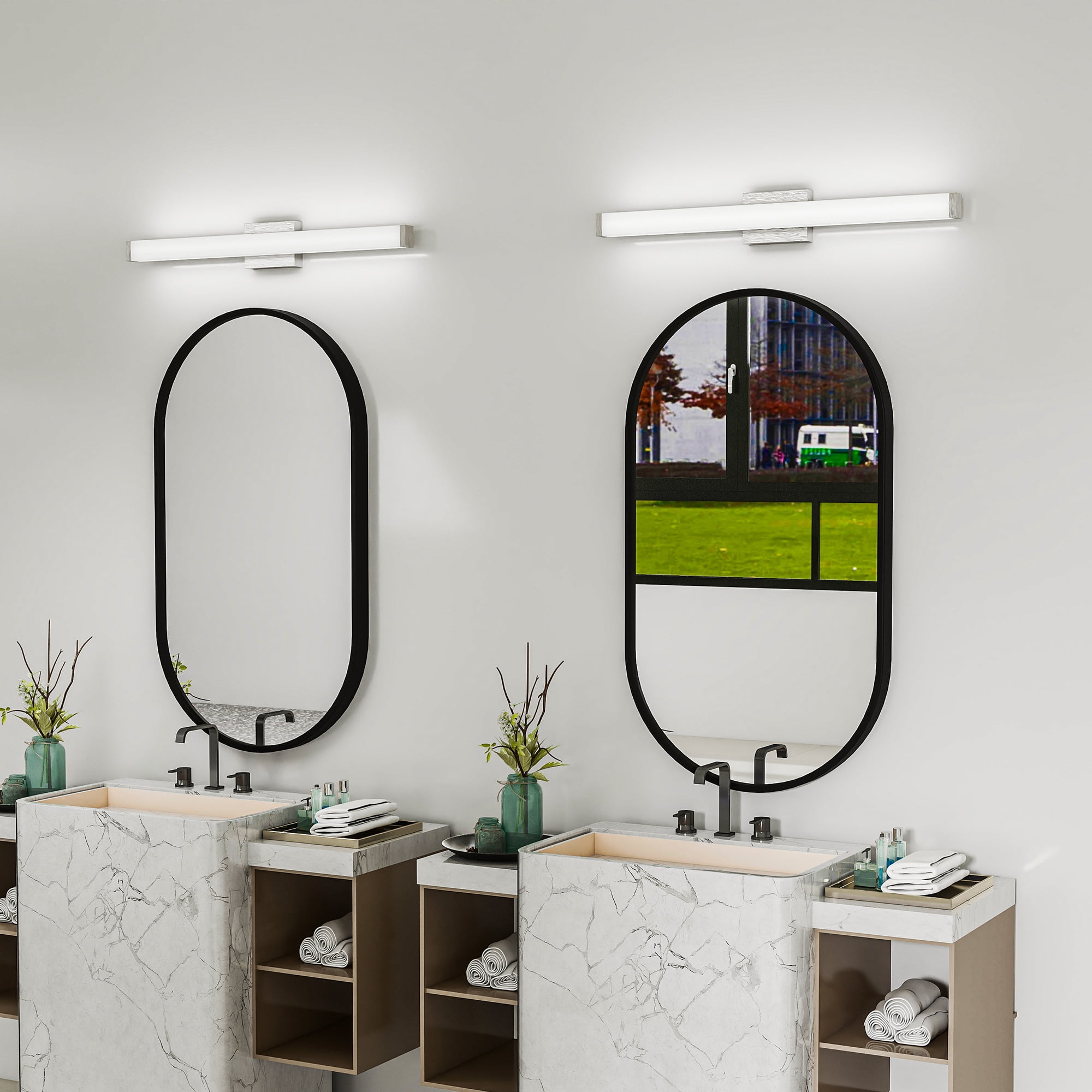 TICOZE 33 Inch Brushed Nickel Modern LED Vanity Light Bar, 18W 6000K Cool White, Energy-Saving Bathroom Mirror Lighting Fixture