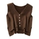 thumbnail image 3 of Suéter de mujer, chaleco para damas, camisetas sin mangas casuales, jerséis de moda, transpirables, individuales Caqui oscuro, 3 of 9