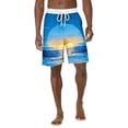 thumbnail image 3 of VBTAPA Men's Hawaiian Beach Shorts Elastic Waist Drawstring Swin Trunks Lightweight Summer Casual Shorts with Pockets Blue S, 3 of 8