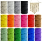 Bocaoying 16 Rolls Colored Macrame Cords, 3mm x 1744 yards, Colored Macrame Rope, 4 Strands Twisted Cotton Rope Macrame Yarn, Colorful Cotton Rope for Wall Hanging, Plant Hangers, Crafts, Knitting