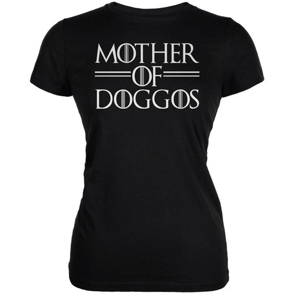 Mother of Doggos Juniors Soft T Shirt Black LG