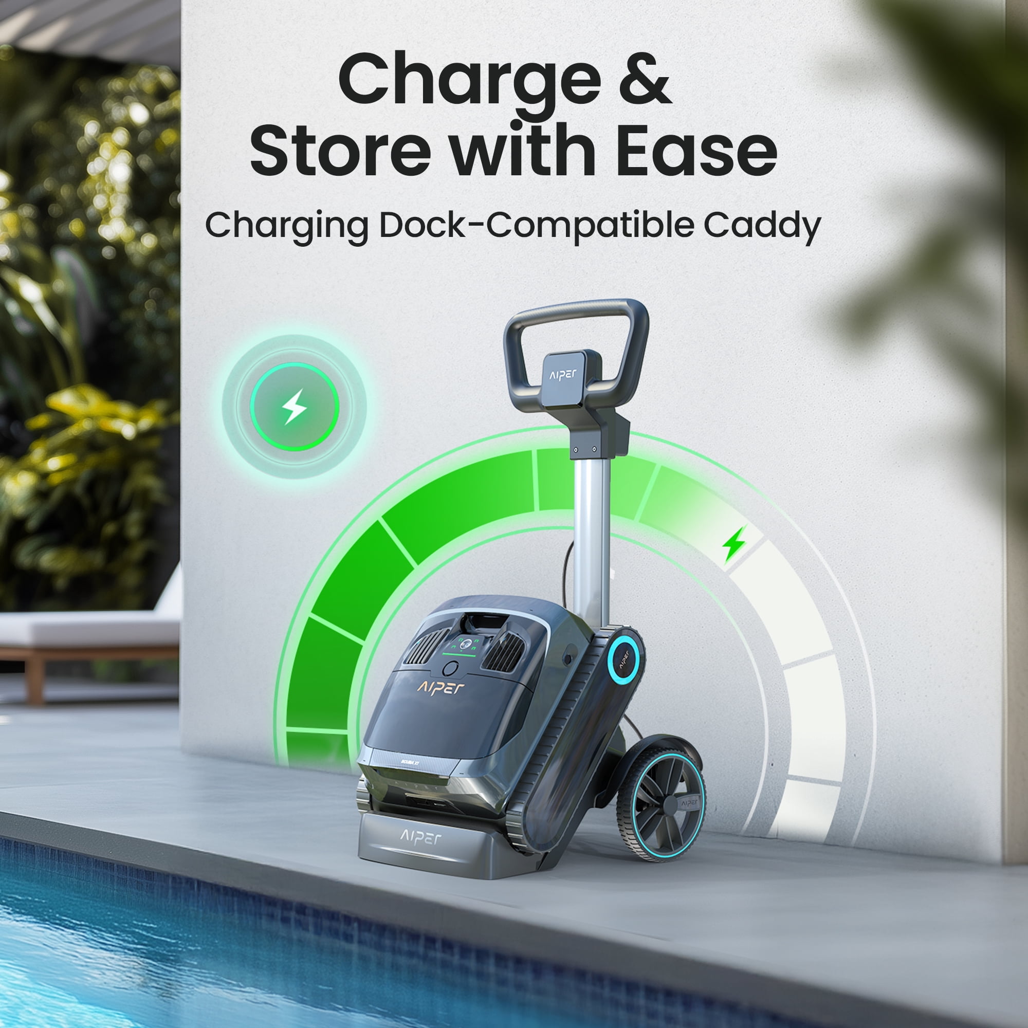 Aiper Portable Caddy for Scuba X1 Pro Max, X1 Pro & X1 Robotic Pool Cleaners, Compatible with Wireless Charging Dock, Easy Storage & Mobility
