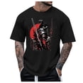 thumbnail image 3 of TrendOFT Summer Shirts for Men Japanese Samurai Sword Graphic Print 100% Cotton Short Sleeve Crew Neck Loose Mens Tops Black L, 3 of 6