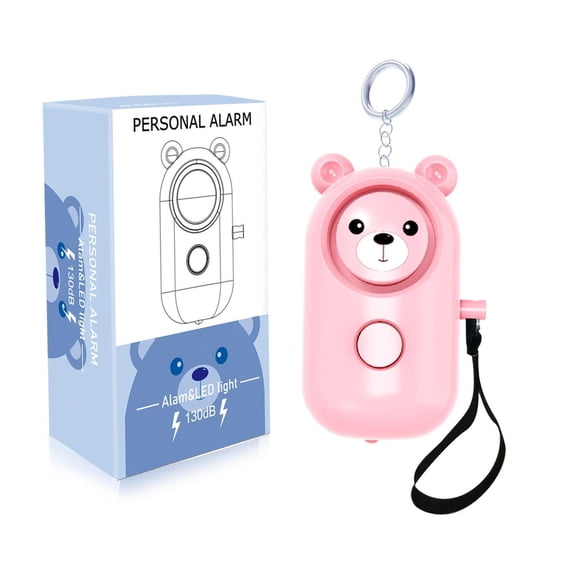 EDMIRIA Cute Bear Personal Safety Alarm Keychain with 130 dB Siren & LED Light | Pull Pin Emergency Alarm for Women, Kids & Elderly | Battery Included (Pink Bear)
