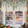 thumbnail image 5 of Valances for Windows Winter Green Eucalyptus Leaf Rod Pocket Short Curtain for bathroom living room bedroom Retro Pine Cone Berry on Linen 1 Panel 54x18in, 5 of 7