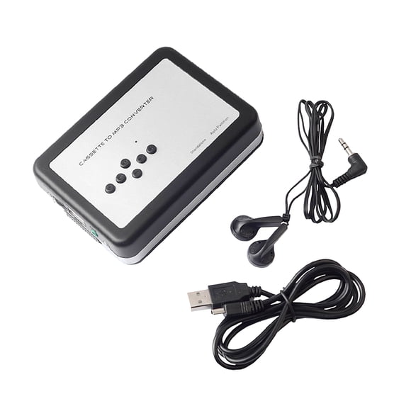Injueey Reproductor de Cassette de disco en U profesional, cinta conveniente con auriculares, reproductores de Audio de música ligeros Cables de audio/vídeo