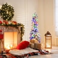 thumbnail image 1 of Gymax 4 FT Pre-Lit Artificial Christmas Tree Snow-Flocked Slim Pencil Christmas Tree, 1 of 10