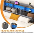 thumbnail image 3 of Dextrus King Size Floating Bed Frame with Upholstered Platform, Hidden Headboard Storage, USB Charging Station, RGB Lighting, No Box Spring Needed, Gray, 3 of 6