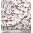 thumbnail image 1 of Soimoi Red Moss Georgette Fabric Leaves & Primrose Floral Print Fabric by Yard 42 Inch Wide, 1 of 3