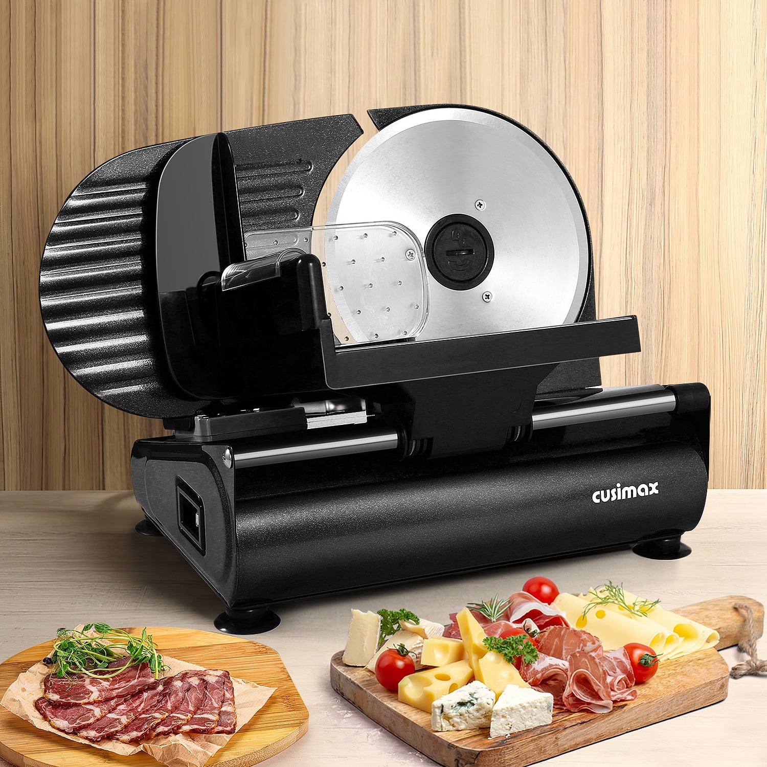 Trancheuse À Viande Électrique Pour Charcuterie, Lame Amovible En Acier Inoxydable De 19 Cm Et