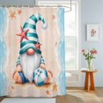 thumbnail image 2 of Bathroom Shower Curtain Summer Beach Funny Stripes Gnome Waterproof Shower Curtains with Hooks, Ocean Sea Stars Bath Curtains Bathtub Curtain Home Decor 72x72in, 2 of 9