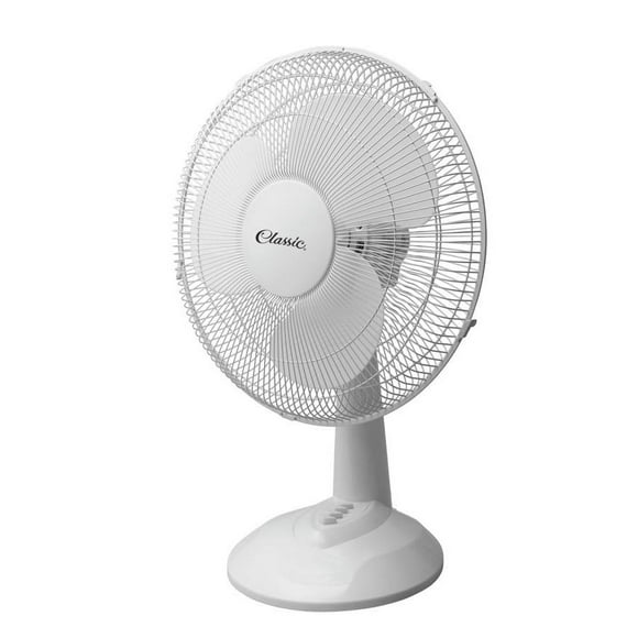 12" Oscillating Tabletop Fan - with 3 Speeds, White