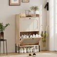 thumbnail image 2 of HOMCOM Shoe Cabinet with 2 Flip Drawers, Boho Narrow Shoe Rack, Oak, 2 of 10