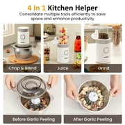 Sunvivi 350W Food Processor and Chopper Combo, 4-in-1 Blender for Meat, Vegetables, Coffee Grinding, Juicing & Garlic Peeling