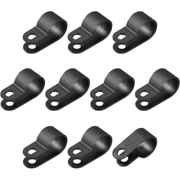 R-type Cable Clips Wire Management Clamps, [for Keeping Wire Neat ] - Nylon / 0.5-inch / Black / 100Pcs