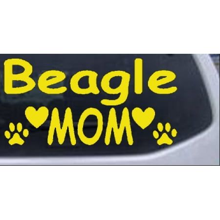 

Beagle Mom With Dog Paw Prints Car or Truck Window Decal Sticker