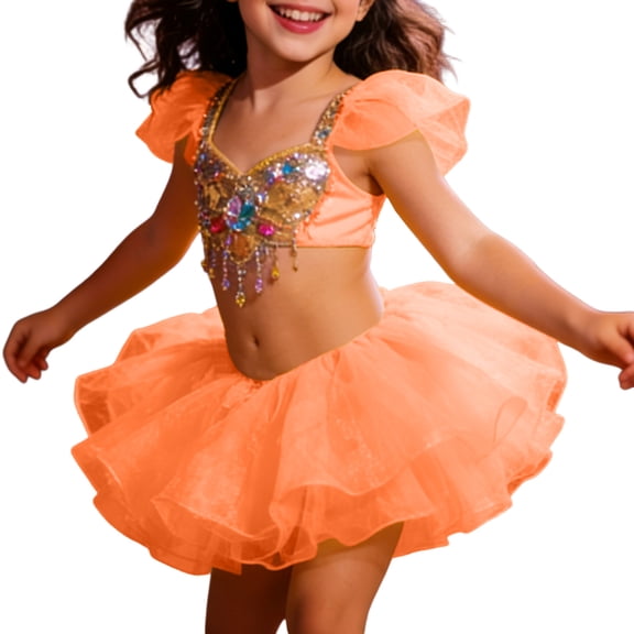 sususu Flower Girl Dress Girls Ballet Tutu Skirt Sparkly Leotard Dress For Dance Performance Recital Party Play Dress Up Clothes for Girls