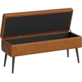 thumbnail image 7 of GAOMON Leather Storage Ottoman Bench, Mid-Century Modern Storage Bench for Bedroom, Entryway End of Bed Bench, Synthetic Leather with Stitching, Safety Hinges, Loads 680 Lb,Brown, 7 of 7