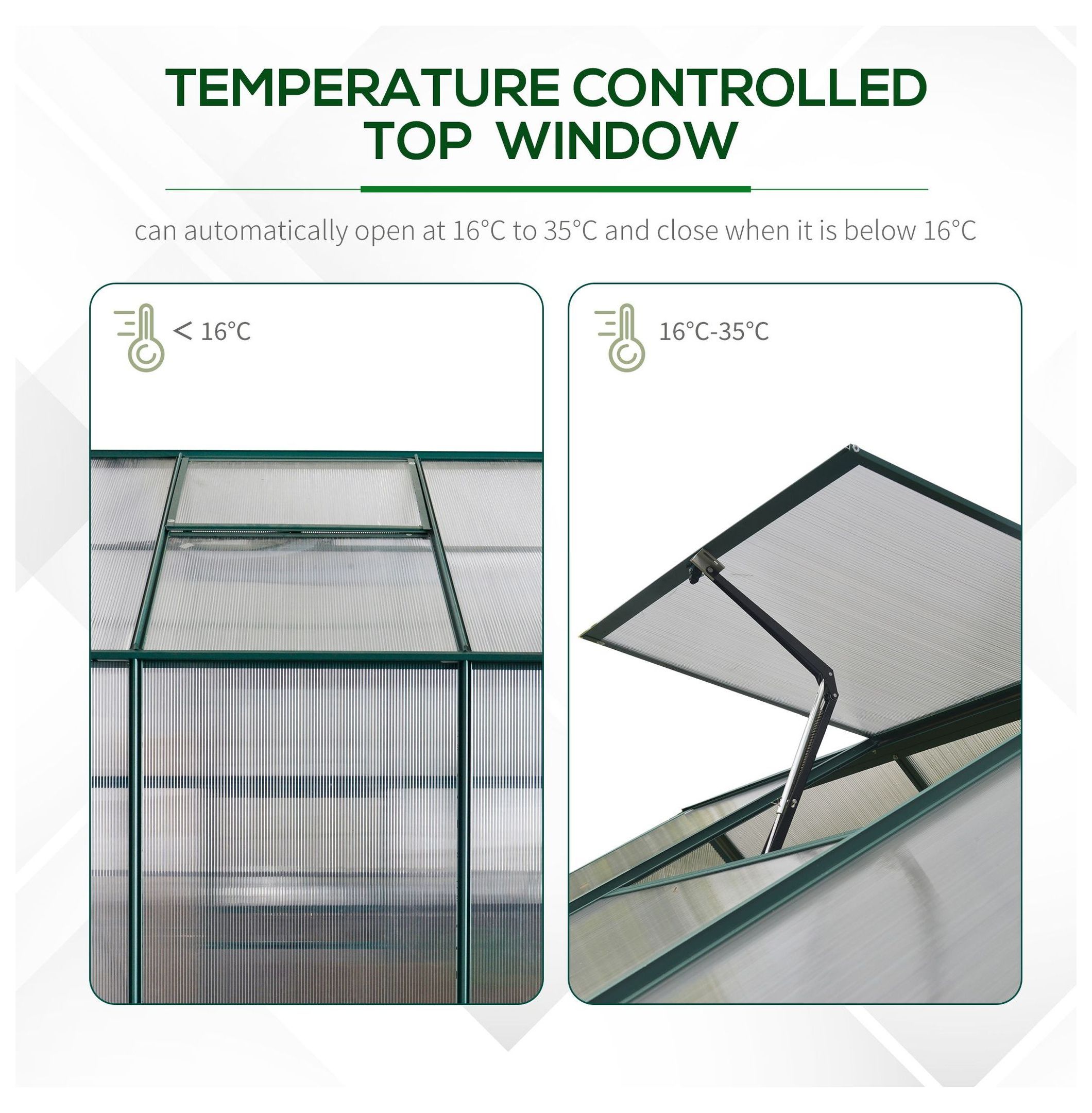 Walk-in Greenhouse 6x8x7ft, Polycarbonate Hobby Greenhouse for Outdoor Use, Temperature Controlled Window, Backyard Plant Grow House with Foundation