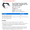 thumbnail image 2 of Front Left Upper Control Arm and Ball Joint Assembly - Compatible with 1993 - 1997 Honda Civic del Sol 1994 1995 1996, 2 of 2