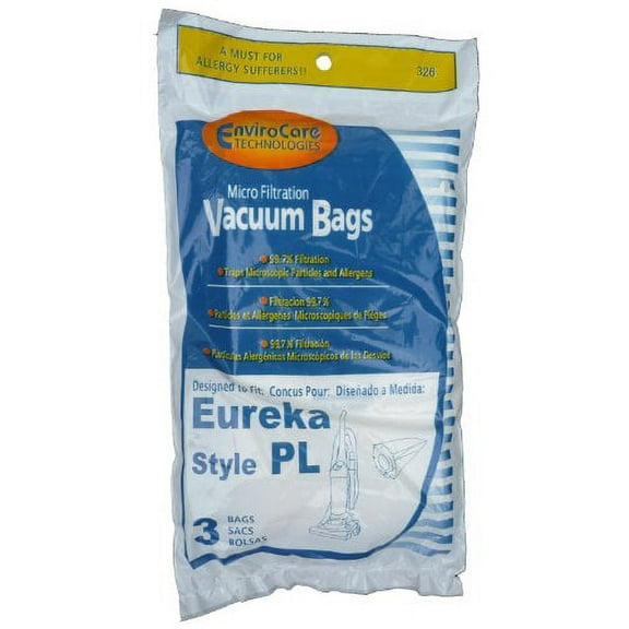 3 pack Eureka Electrolux Style PL Upright Vacuum Bags, Bagged Uprights, Maxima Vacuum Cleaners, 62389, 62389A, EU-62389, 6238
