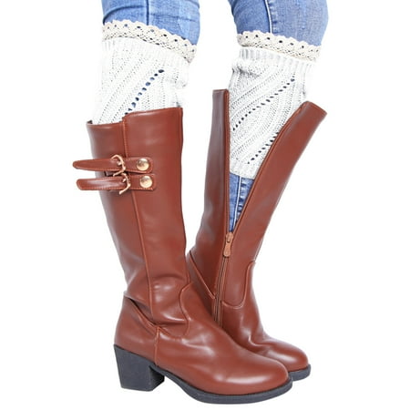 

400 Tights Knit Stocking Christmas Women Casual Autumn And Winter Twist Hollow Knit Lace Warm Knee Pad Socks Thigh High Stockings Tall