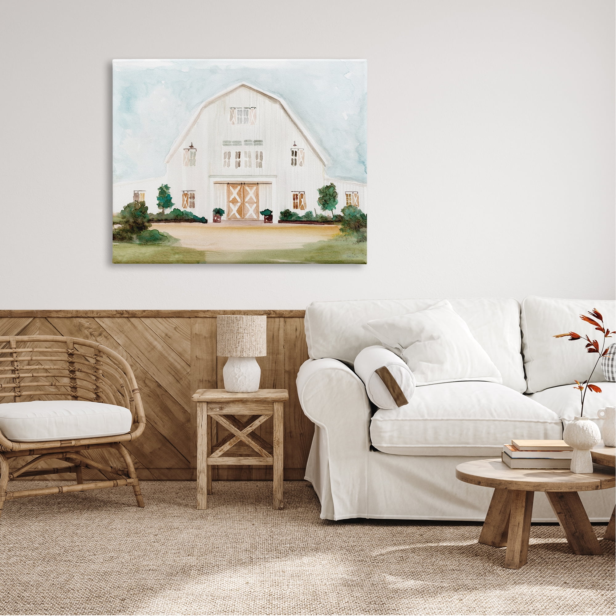 Stupell Industries Distant White Country Barn Rural Blue Sky , 48 x 36, Design by Stellar Design Studio