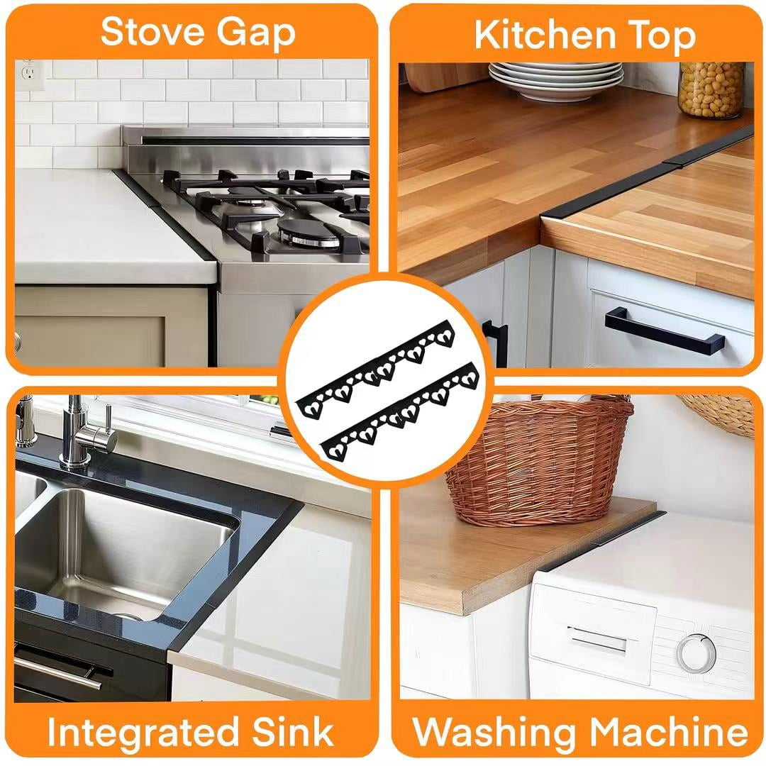 4 Pcs Stainless Steel Stove Gap Covers, Stove Gap Filler Easy Retractable，Heat Resistant Guard Between Stove for Kitchen