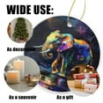 thumbnail image 3 of Funny Christmas Ornament,Color - Saturated Elephant Against Moody Background,Xmas Round Ceramic Pendant, 3 of 6