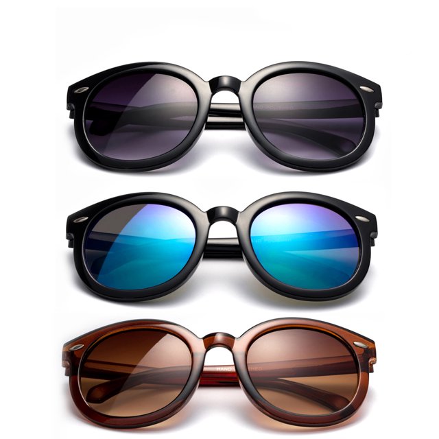 Newbee Fashion - Kyra Girls Fashion Sunglasses Round Vintage Trendy Kids Sunglasses UV Protection Cateye Large Oversized