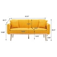 thumbnail image 3 of Convertible Sofa Sleeper with 2 Pillows, Accent Velvet Sofa Upholstered Couch Loveseat with Adjustable Backrest and Golden Metal Legs, Futon Sofa Bed with Square Arm for Living Room, Yellow Teddy, 3 of 7