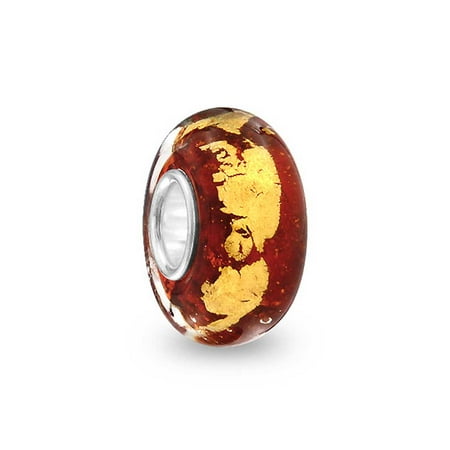 - Murano Glass Blue Red Golden Metallic Foil Bead Charm For Women For Teens Fit European Charm Bracelet Sterling Silver