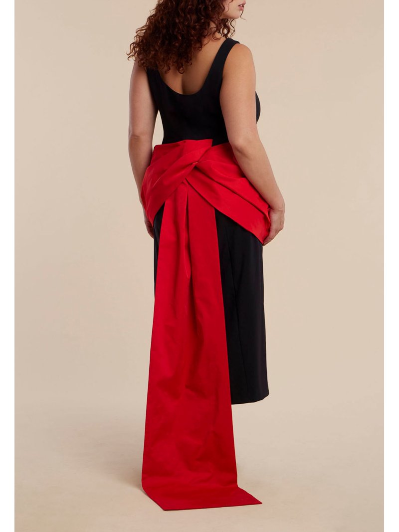 ELOQUII Women's Plus Size Contrast Draped Waist Gown, Size: 22, Black ELOQUII Women's Plus Size Contrast Draped Waist Gown, Size: 22, Black