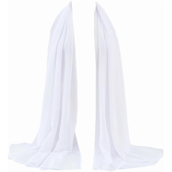 White Soild Shawl Scarves Chiffon Sheer Shawls and Wraps Womens Polyester Elegant Soft Silky Lightweight Long Mesh Scarf for DIY
