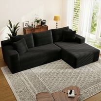 AENKYO Modular Sectional Couch with L-Shape Chaise — Modern Living Room Sofa, Black, Right-Facing, No Assembly