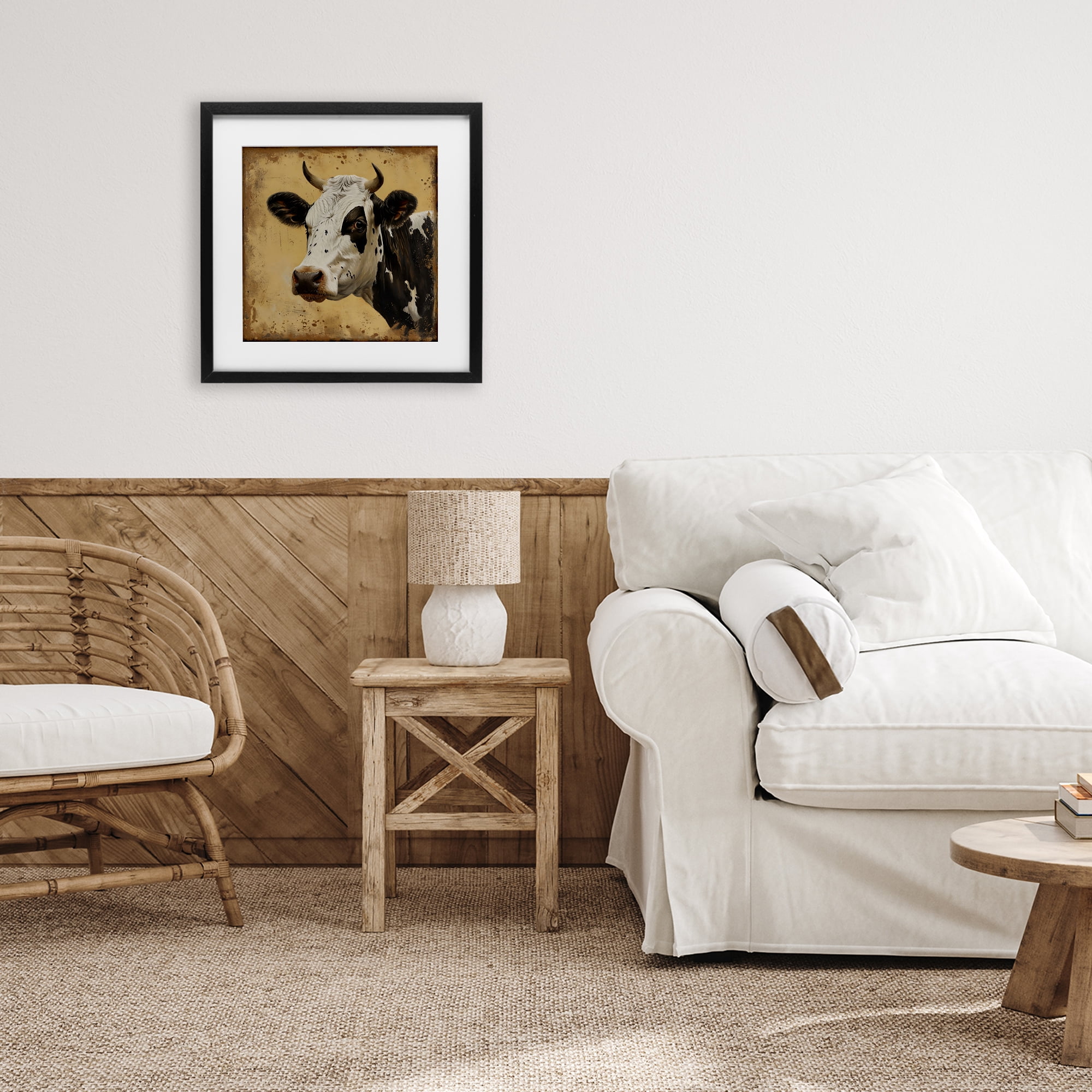 Stupell Industries Spotted Brown Cow Portrait Black Framed Print Under Glass, design by Creative Studio