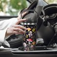 thumbnail image 3 of Baiheyi 30 oz Black Spill Proof Mushroom Tumbler with Top Handle and Straw Lid Stainless Steel Double Wall Insulated Tumbler Coffee Mug Gift for Women Men Cup for Car, 3 of 6