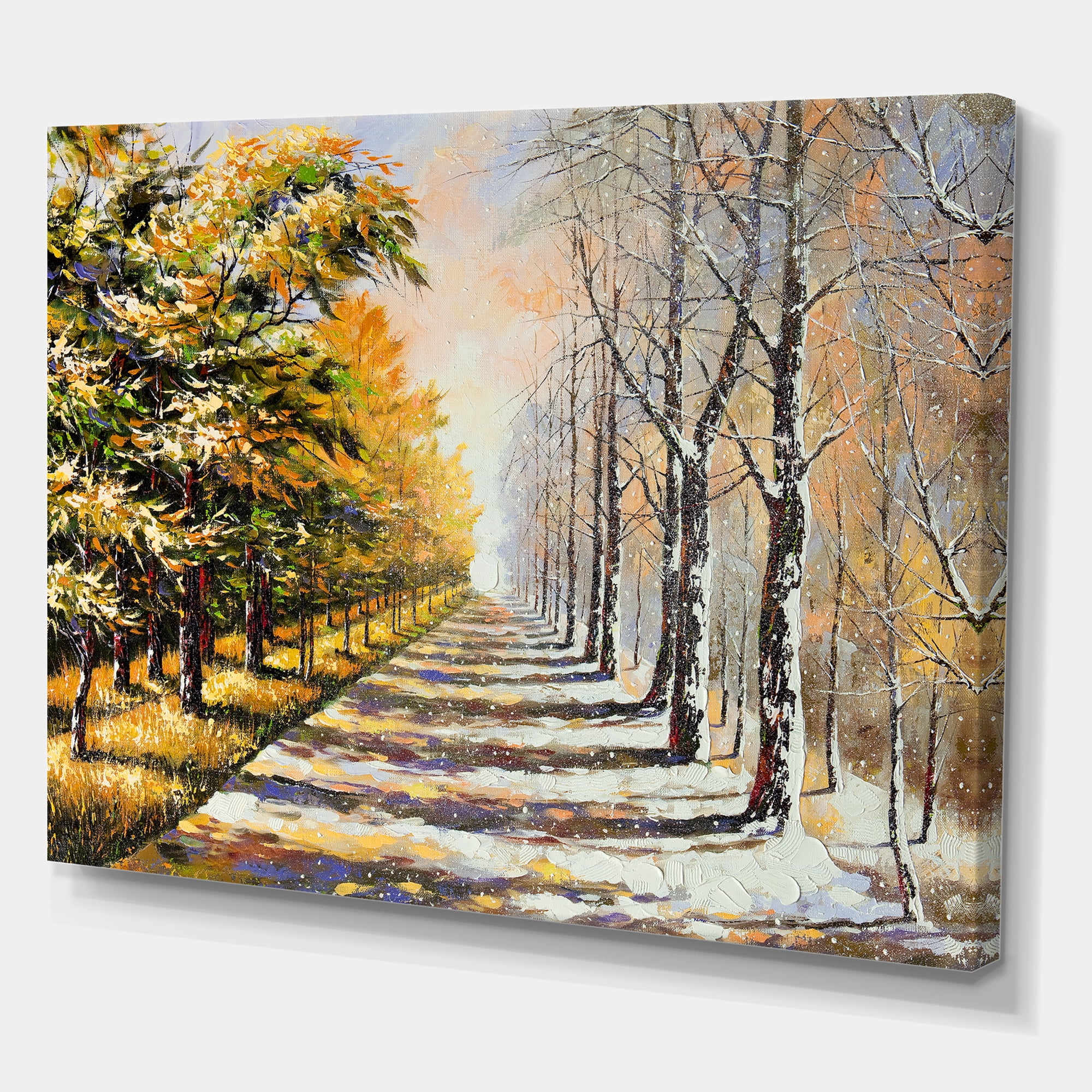Designart ' Allegory On Theme Autumn and Winter ' Traditional Canvas Wall Art Print