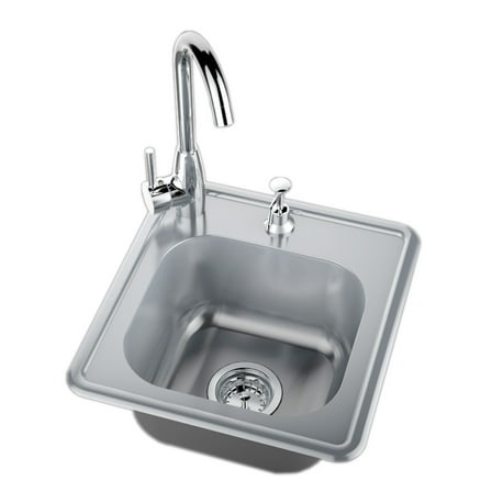 17 in. 304 Stainless Steel Single Sink with Cold and Hot Water Faucet