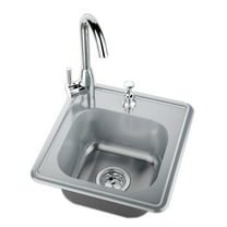 17 in. 304 Stainless Steel Single Sink with Cold and Hot Water Faucet